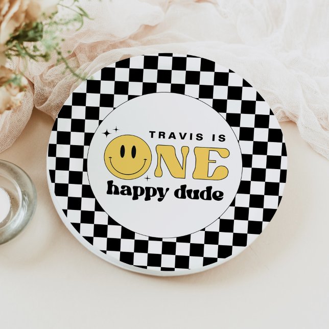Plato De Papel TRAVIS One Happy Dude Smile Face Cumpleaños (Subido por el creador)