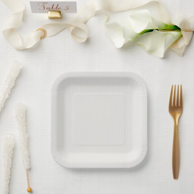 Plato De Papel Trazos blancos sobre blanco lechoso. (Boda)
