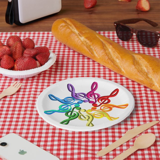 Plato De Papel Treble Clefs En Placas De Papel Patrón (Subido por el creador)