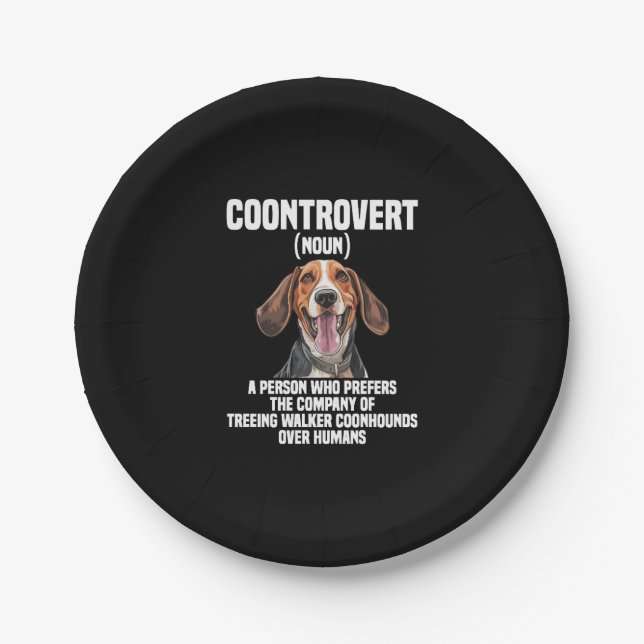 Plato De Papel Treeing Walker Coonhound Lover Dog Coontrovert (Anverso)