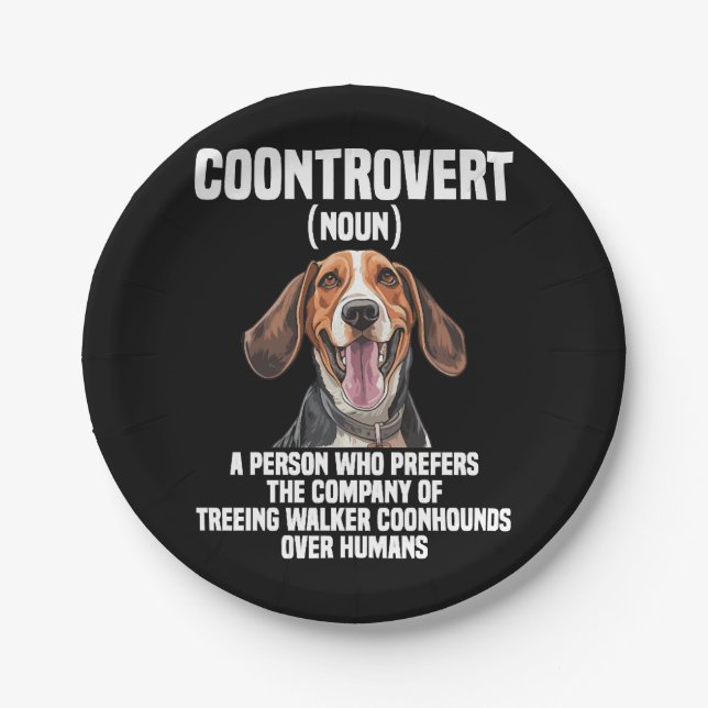 Plato De Papel Treeing Walker Coonhound Lover Dog Coontrovert (Anverso)