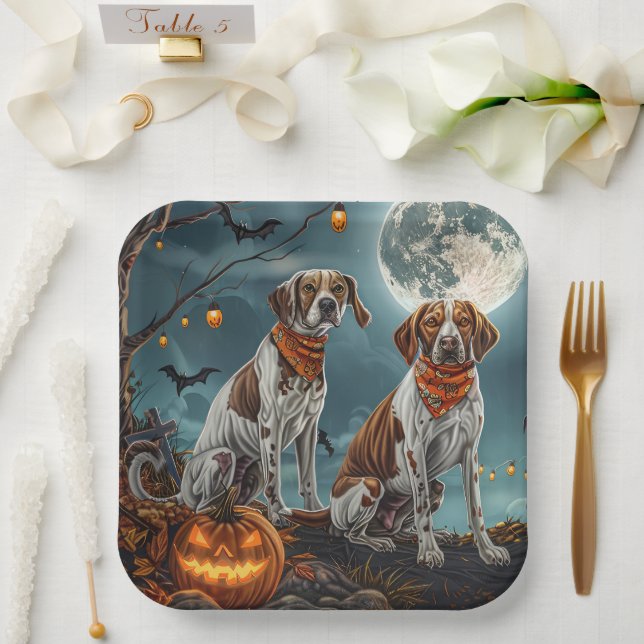 Plato De Papel Treeing Walker Halloween Spooky (Boda)
