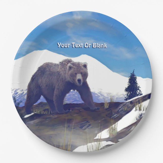 Plato De Papel Treeline Grizzly (Anverso)