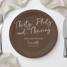 Plato De Papel Treinta Flirty y Thriving Brown 30 cumpleaños