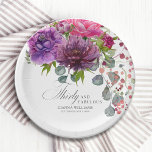 Plato De Papel Treinta y Fabuloso Elegante Floral 30 cumpleaños<br><div class="desc">Treinta y Fabulous Elegant Floral 30th Birthday Fiesta Paper Plates cuenta con un elegante ramo de flores acuáticas de color rosa, violeta y borgoña con vegetación. Simplemente agrega tu texto personalizado para tu fiesta de 30 años. Personalizado editando el texto en los cuadros de texto proporcionados. Diseñado por ©Evco Studio...</div>