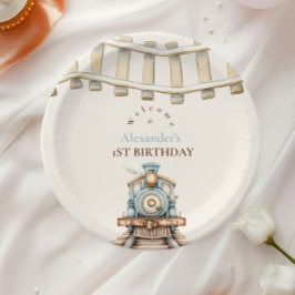Plato De Papel Tren 1º cumpleaños