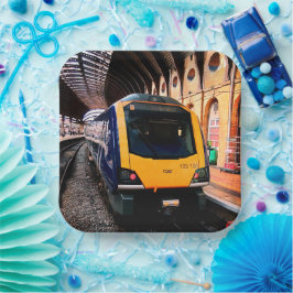 Plato De Papel Tren azul y amarillo en York