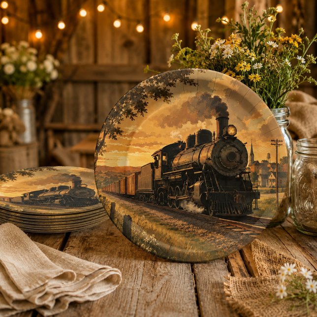 Plato De Papel Tren Campestre Antiguo (Subido por el creador)