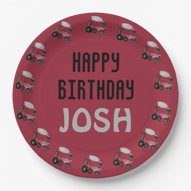 Plato De Papel Tren de cumpleaños (Anverso)