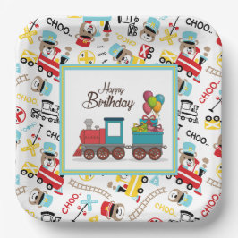 Plato De Papel Tren de Cumpleaños Infantil
