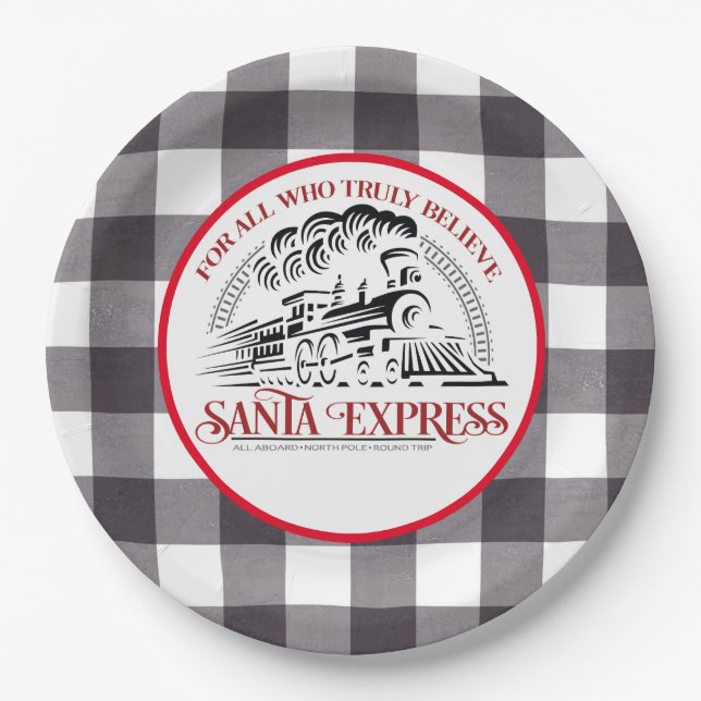 Plato De Papel Tren Exprés de Santa (Anverso)