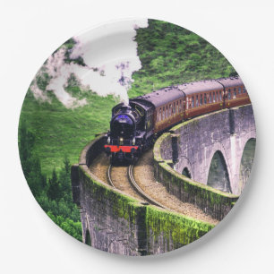 Plato De Papel Tren locomotor en puente