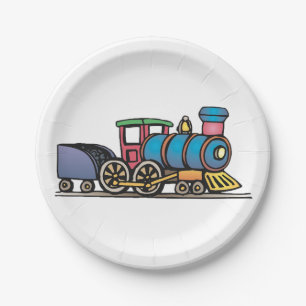 Plato De Papel Tren que tira del carbón