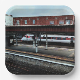 Plato De Papel Tren rojo y blanco