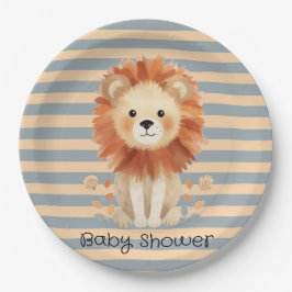 Plato De Papel Trendy Baby Lion Stripes Boy Baby Shower