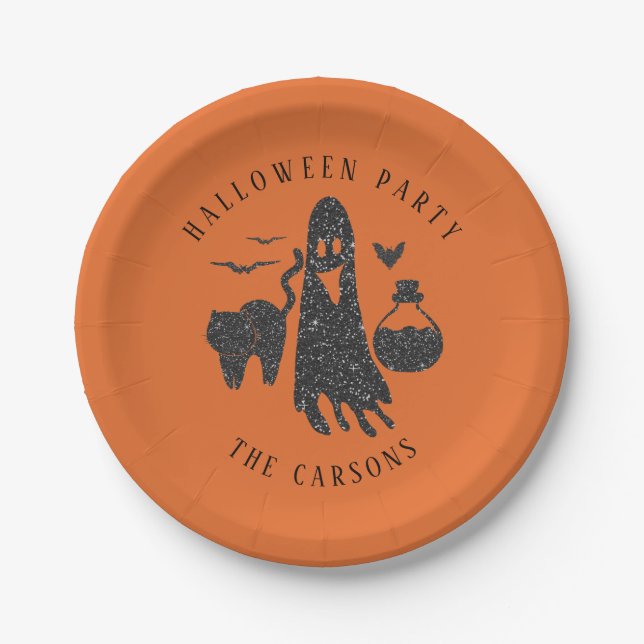 Plato De Papel Trendy Cute Cat Ghost Poison Botes de veneno Bats  (Anverso)