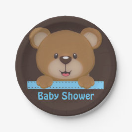 Plato De Papel Trendy Cute Teddy Bear Boy Baby Shower