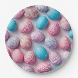 Plato De Papel Trendy Purple and Pink Easter Eggs Pattern Paper 