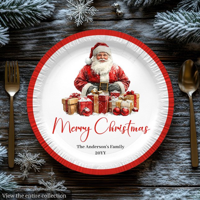 Plato De Papel Trendy Santa Claus Stylish Warmish Holiday Plate (Trendy Santa Claus Stylish Warmish Holiday Plate)