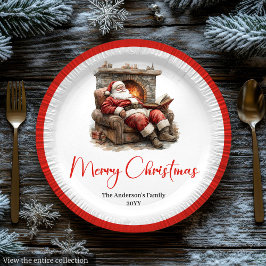 Plato De Papel Trendy Santa Claus Watercolor Holiday Tableware