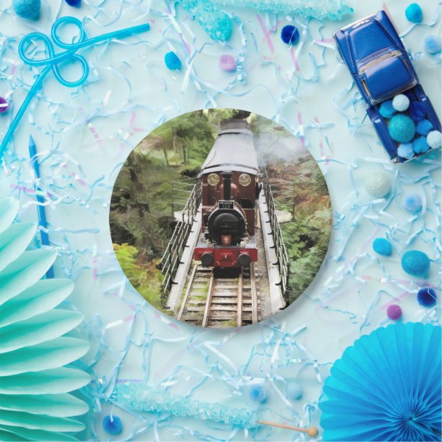 PLATO DE PAPEL TRENES DE VAPOR (Fiesta)