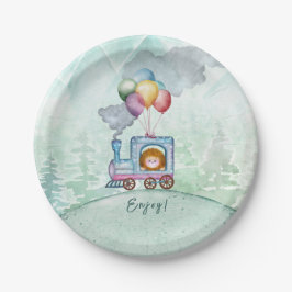 Plato De Papel Trenes y Vías de Niños Ferrocarril