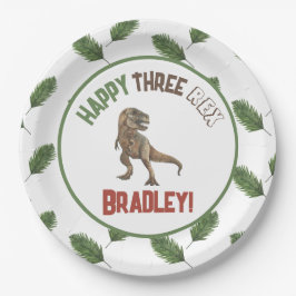 Plato De Papel Tres acuarelas De Cumpleaños Rex