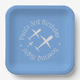 Plato De Papel Tres aviones en Blue Elegant Fun, personalizado