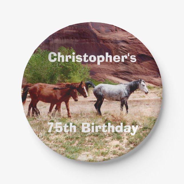 Plato De Papel Tres caballos, suroeste, fiesta de cumpleaños núme (Anverso)