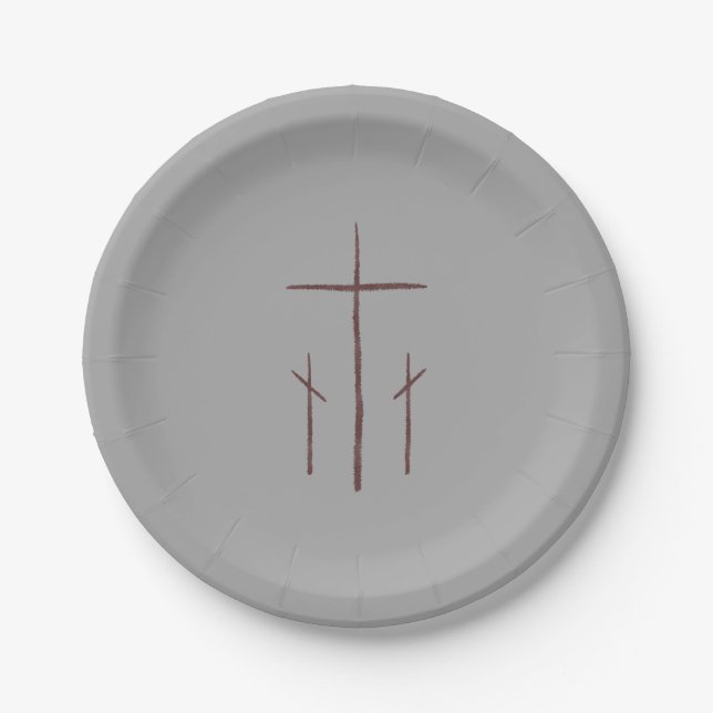Plato De Papel Tres cruces de Calvario (Anverso)