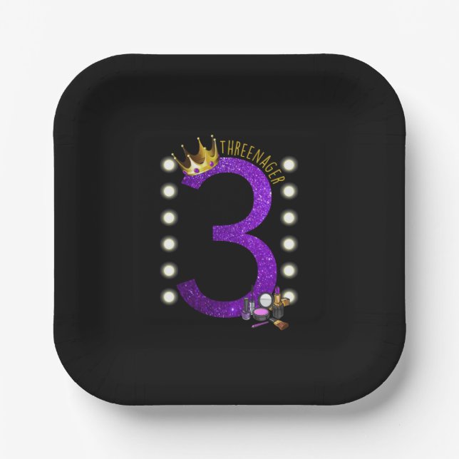 Plato De Papel Tres en el cumpleaños de trece princesas de MUA (Anverso)