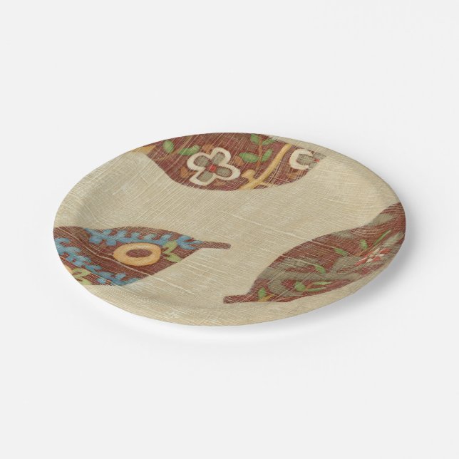 Plato De Papel Tres hojas sobre fondo de textura lineal (Angular)