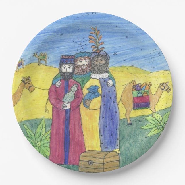 Plato De Papel Tres hombres sabios (Anverso)