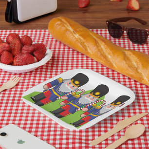 Plato De Papel Tres Navidades juguetean a los soldados