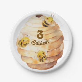 Plato De Papel Tres placas de papel de abejas