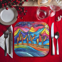 Tres Reyes Magos Colorida Fiesta Navideña