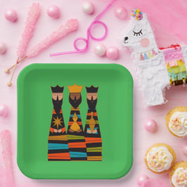 Plato De Papel Tres Reyes Magos Moderno de Mitad de Siglo