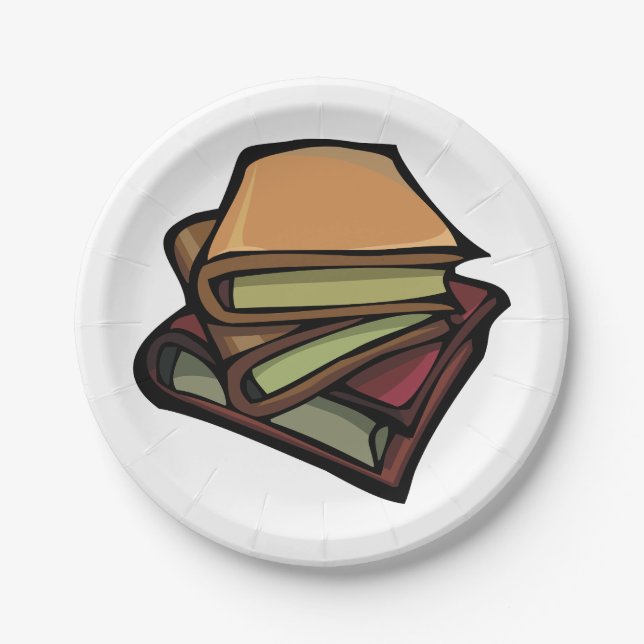 Plato De Papel Tres viejos libros apilados juntos (Anverso)