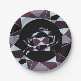 Plato De Papel Triangle black grey white maroon Abstract