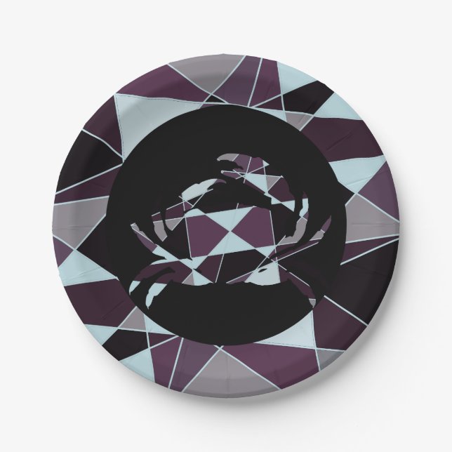 Plato De Papel Triangle black grey white maroon Abstract (Anverso)