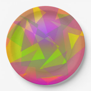 Plato De Papel Triángulos y Rectángulos abstractos