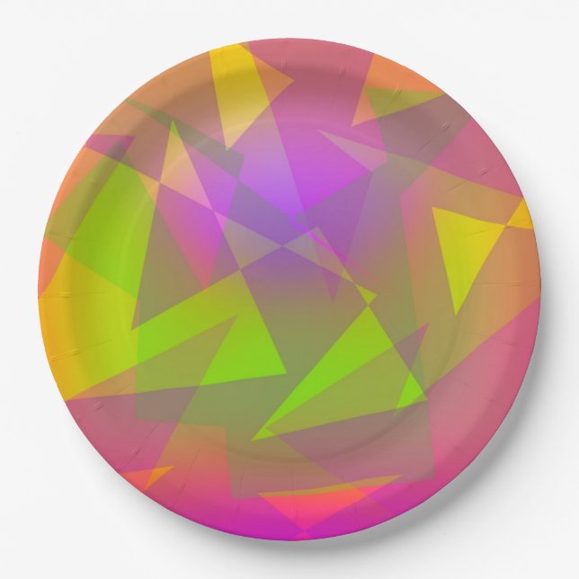 Plato De Papel Triángulos y Rectángulos abstractos (Anverso)