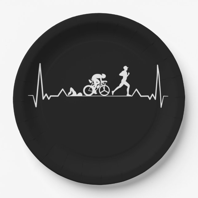 Plato De Papel Triathlon Heartbeat (Anverso)