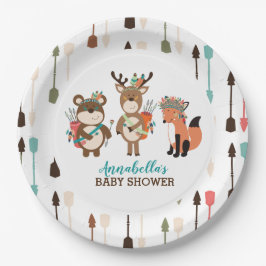 Plato De Papel Tribal Woodland Animals Boho Arrow Paper Plate