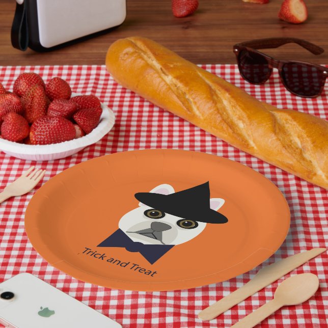 PLATO DE PAPEL TRICK AND TREAT FRENCHIE (Picnic)