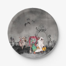 Trick o traters Halloween Paper Plate