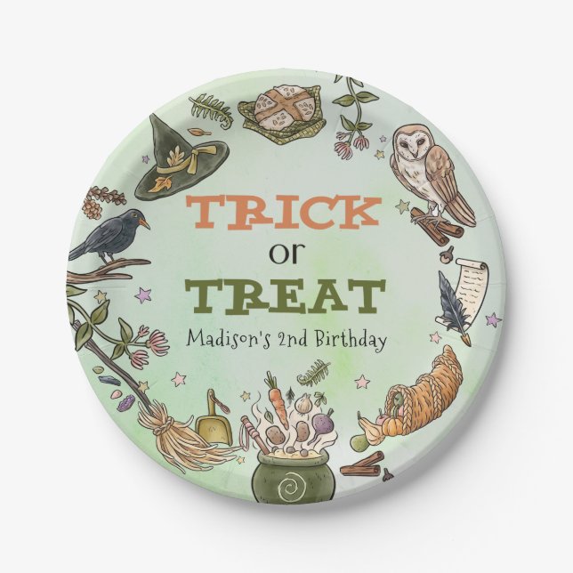 Plato De Papel Trick o Trek Halloween Birthday Paper Plate (Anverso)