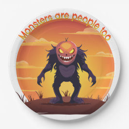Plato De Papel Trick or Treat del Monstruo Pequeño Peludo de Hall