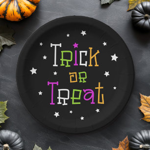 Plato De Papel Trick or treat estrellas Halloween estrellas