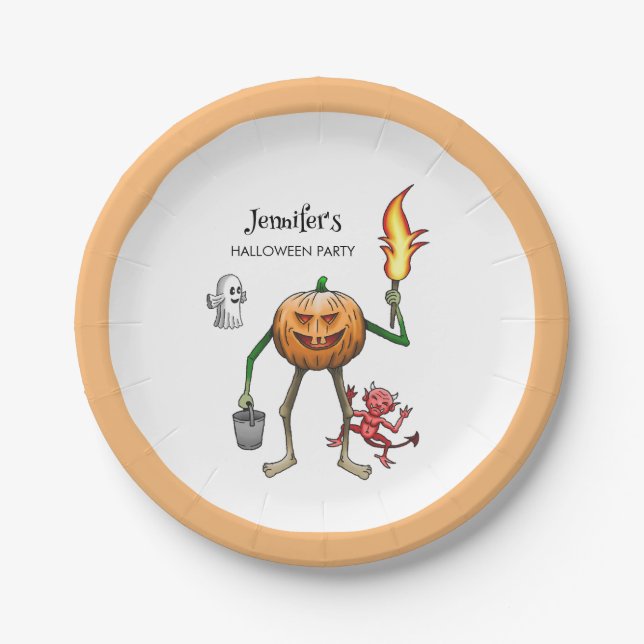Plato De Papel Trick or Treat Halloween (Anverso)